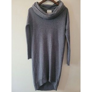 Cynthia Rowley Gray Cowl Neck 100% 2-ply Cashmere Midi Sweater Tunic Dress Sz XS